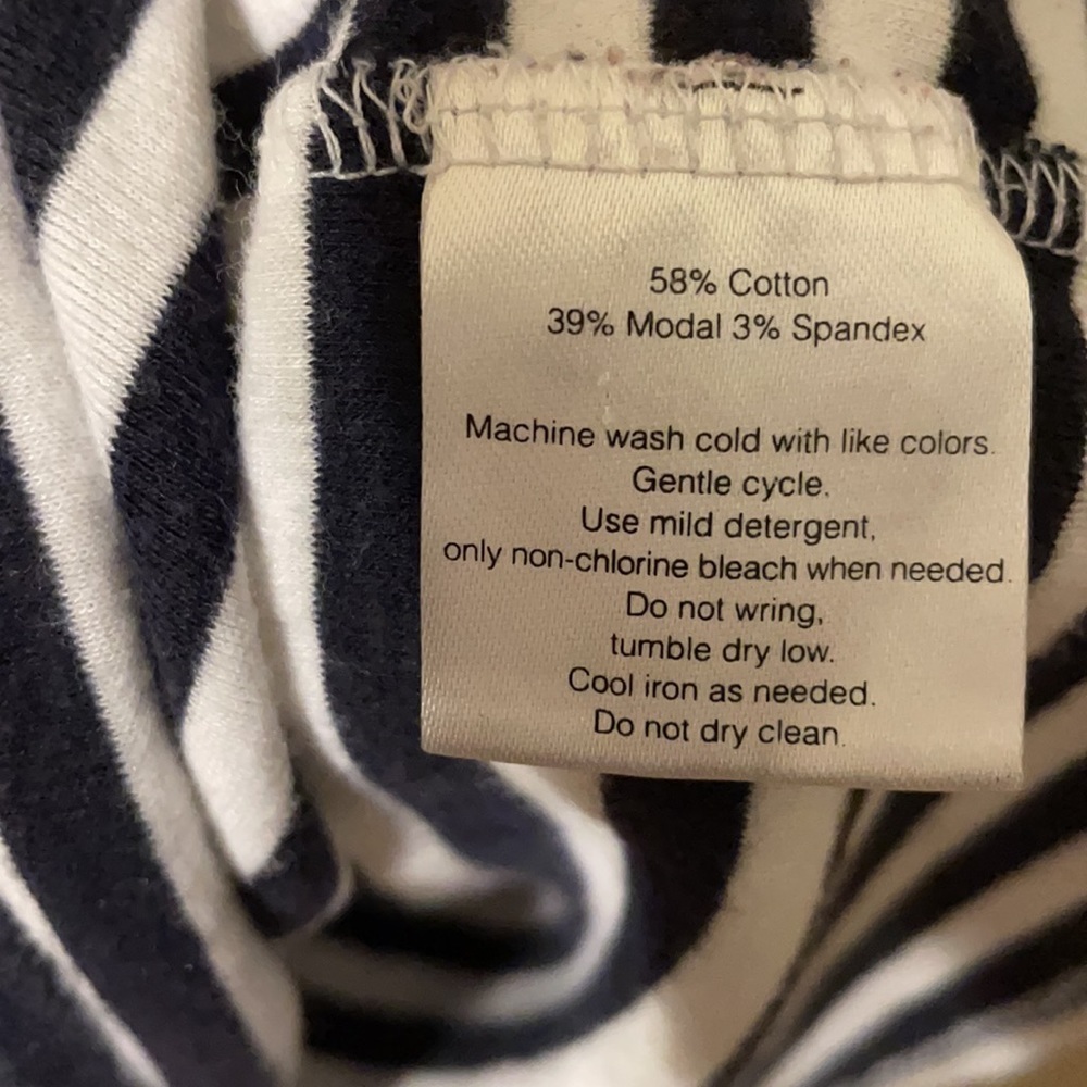 Eddie Bauer, black and white striped top, Size Large - Picture 3 of 5